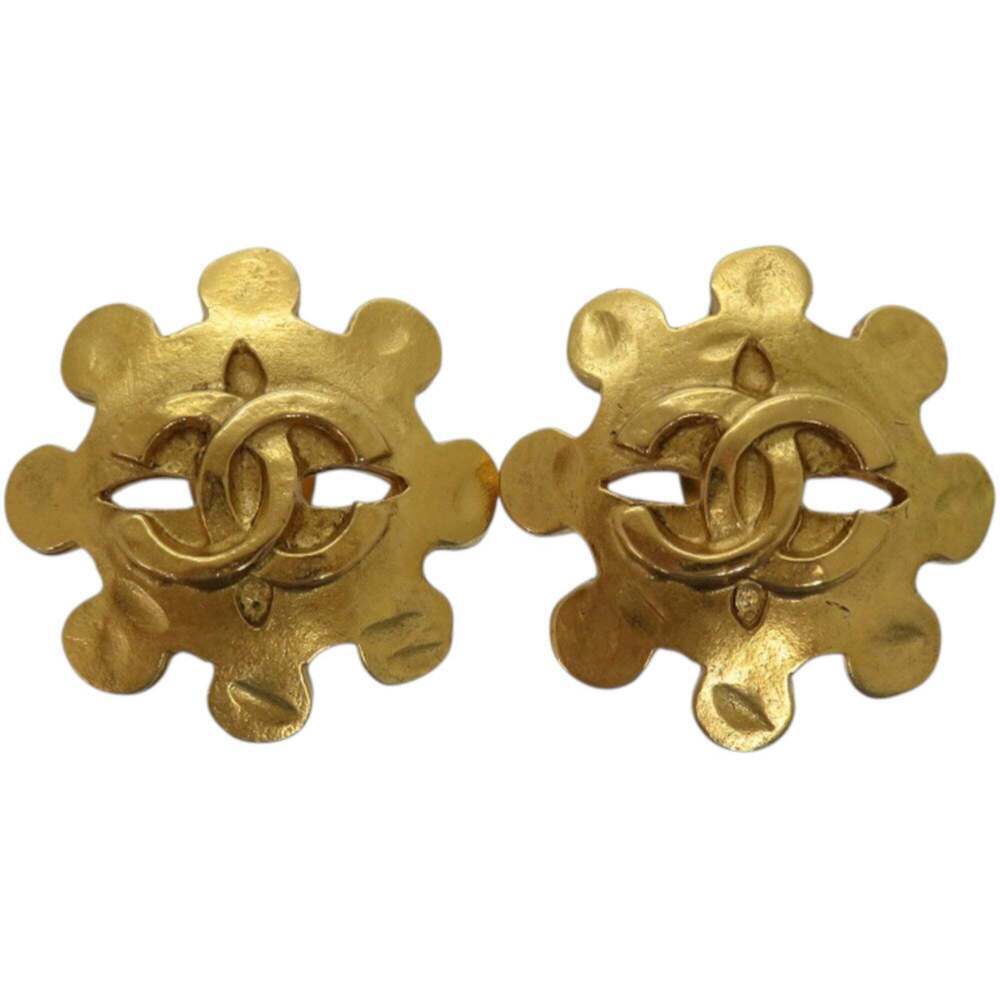 CHANEL Vintage Gold Logo Earrings - Picture 1 of 5